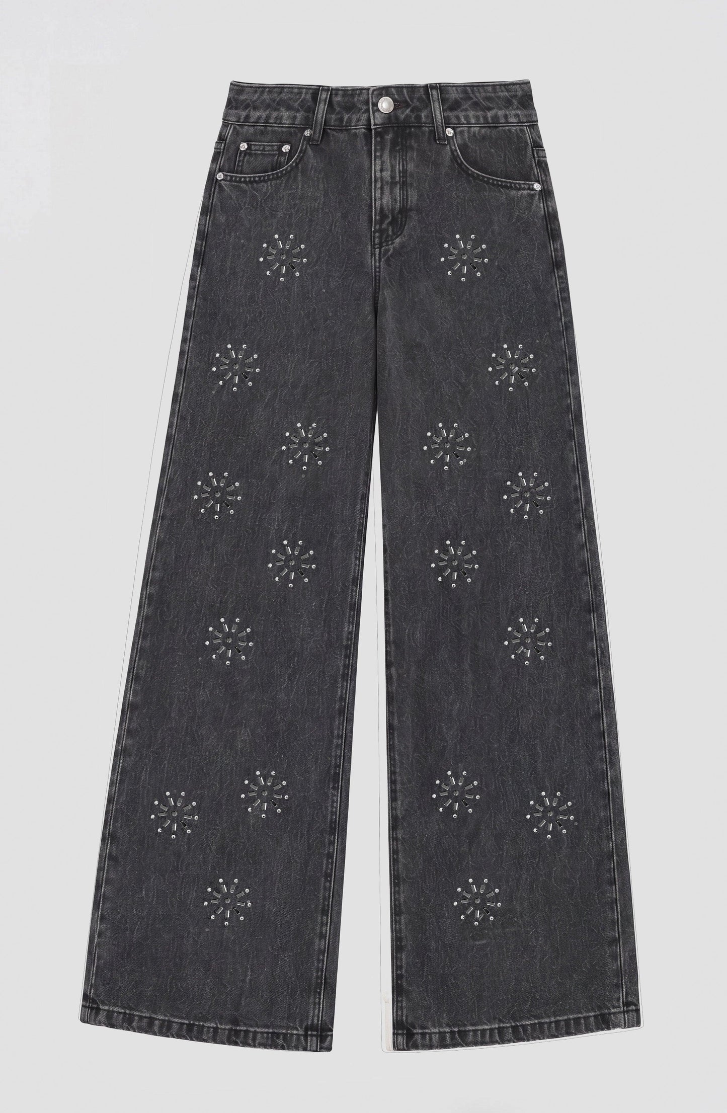 Pantalón Flores Brillos Grey