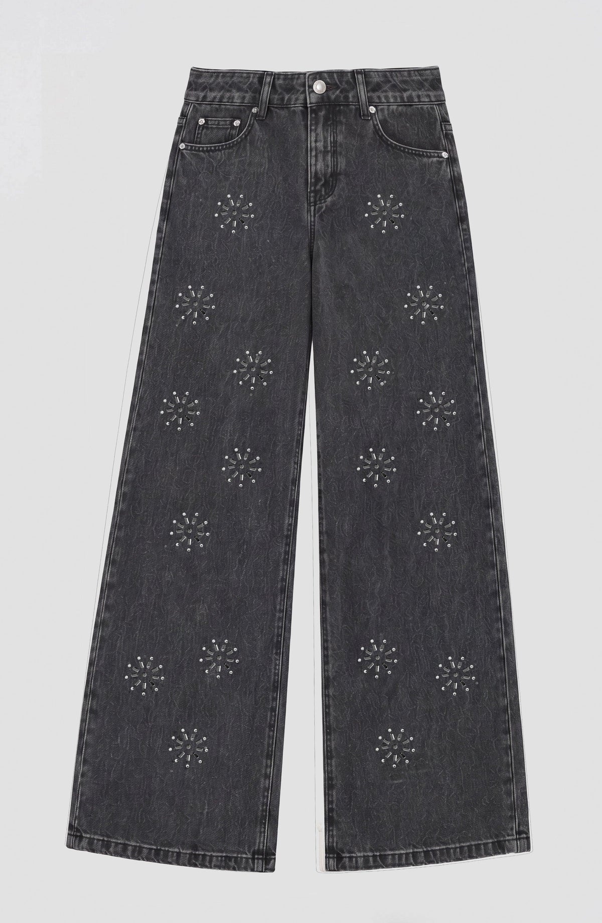 Pantalón Flores Brillos Grey