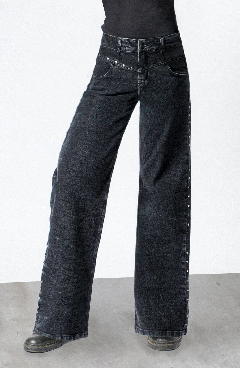 Pantalón Tachas Frontales Black