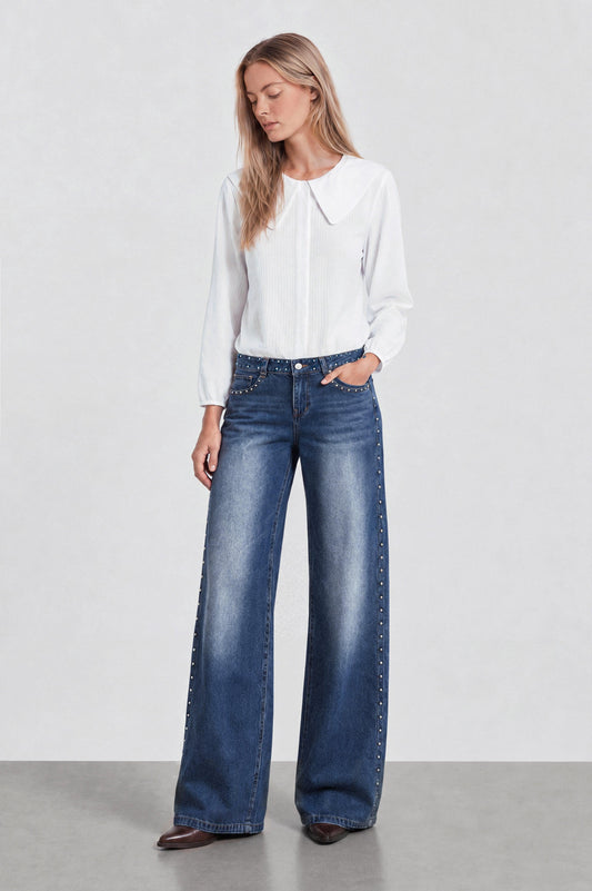 Pantalón Pretina Tachas Light Blue