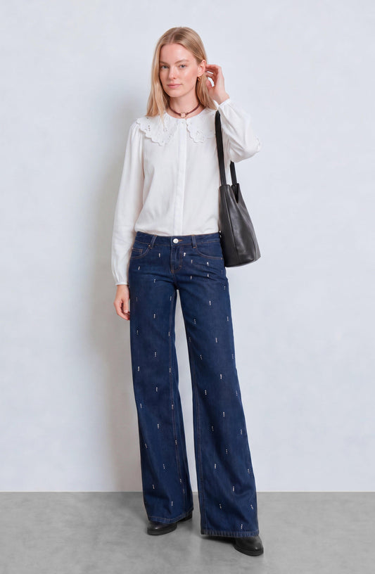 Pantalón Gotas Strass Indigo
