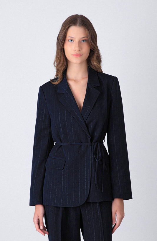Blazer Lineas Lurex Navy