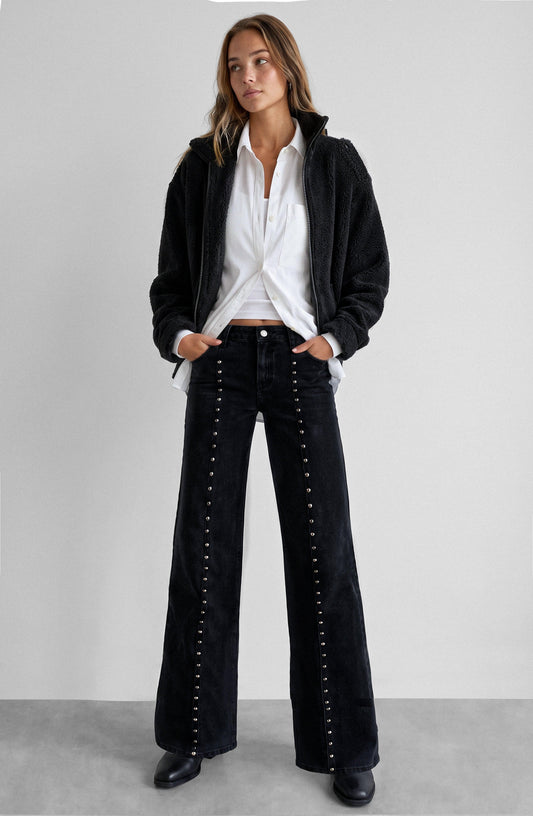 Pantalón Cortes Tachas Estrellas Grey