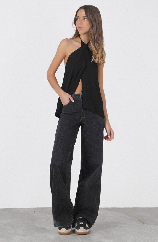 Pantalón Straight Estrellas Black
