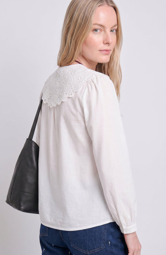 Blusa Cuello Bobo Embroidery White