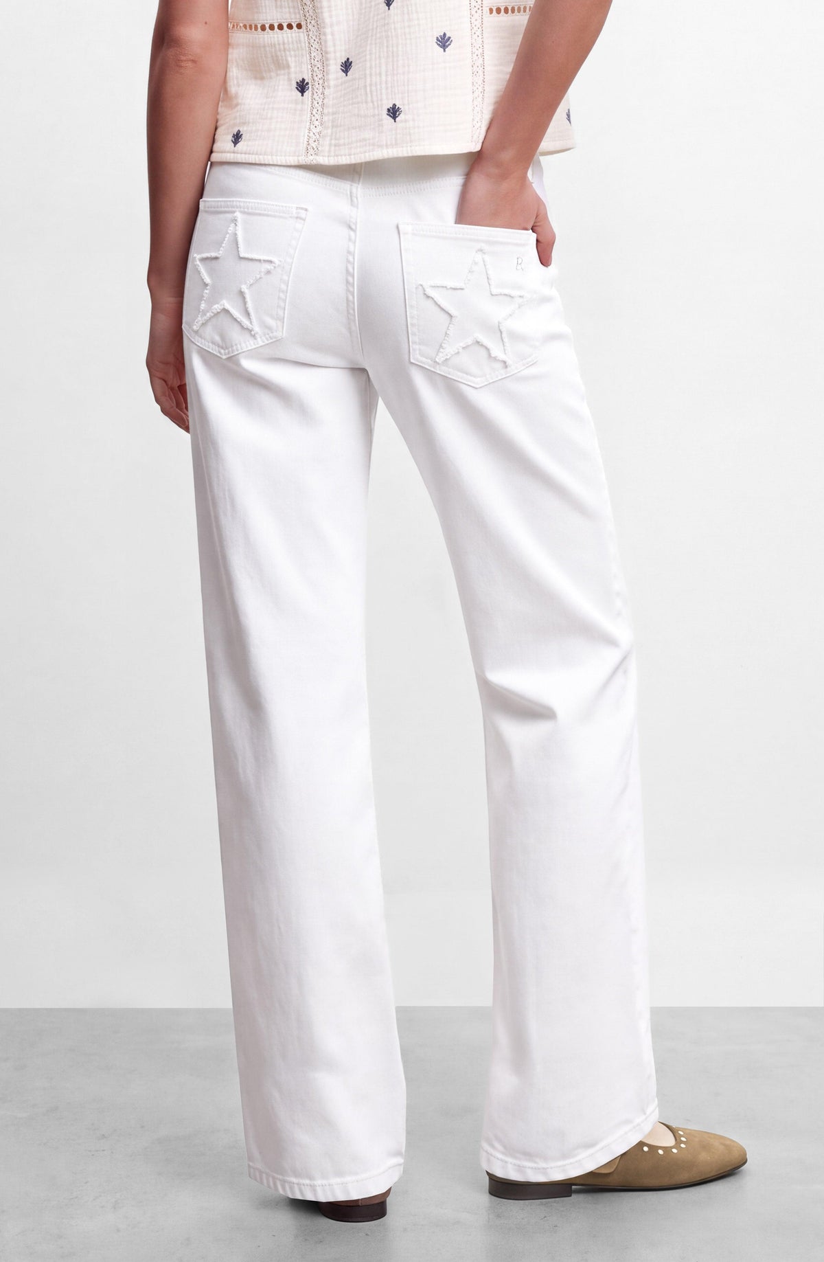 Pantalón Estrella Desflecado White