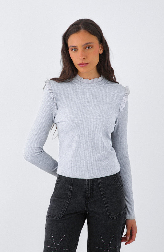 Playera Manga Larga Vuelos Gray