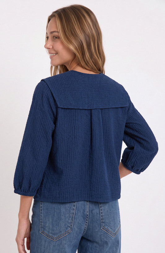 Blusa Cuello Bobo Vichy Blue