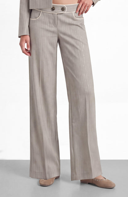 Pantalón Sastrero Lurex Beige