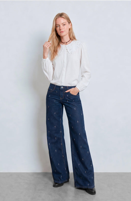 Pantalón Gotas Strass Indigo