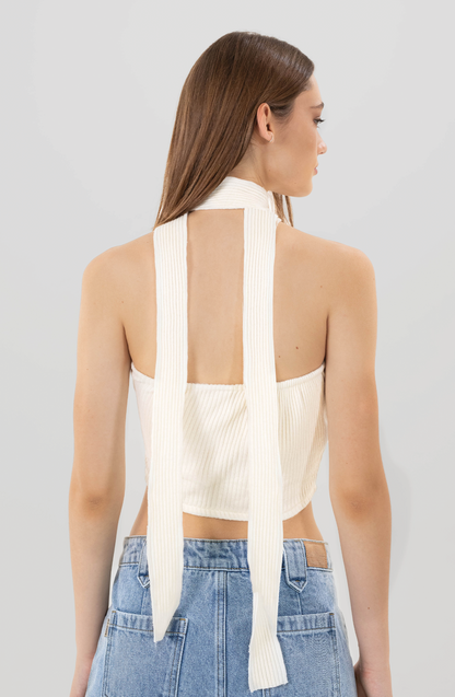 Top Bandeau Cuello Ecru