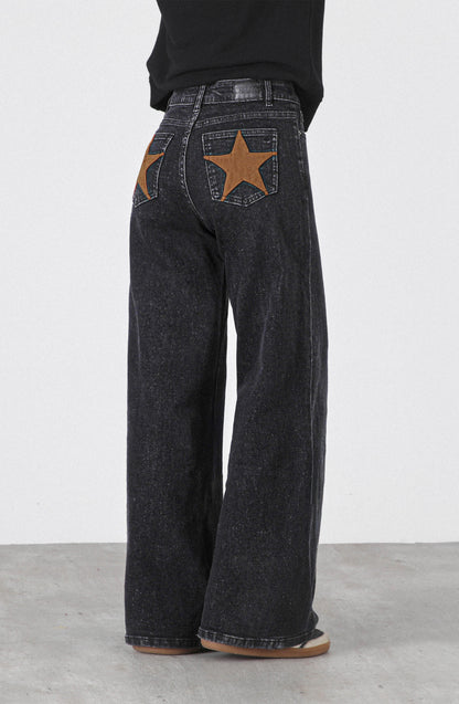 Pantalón Straight Estrellas Black