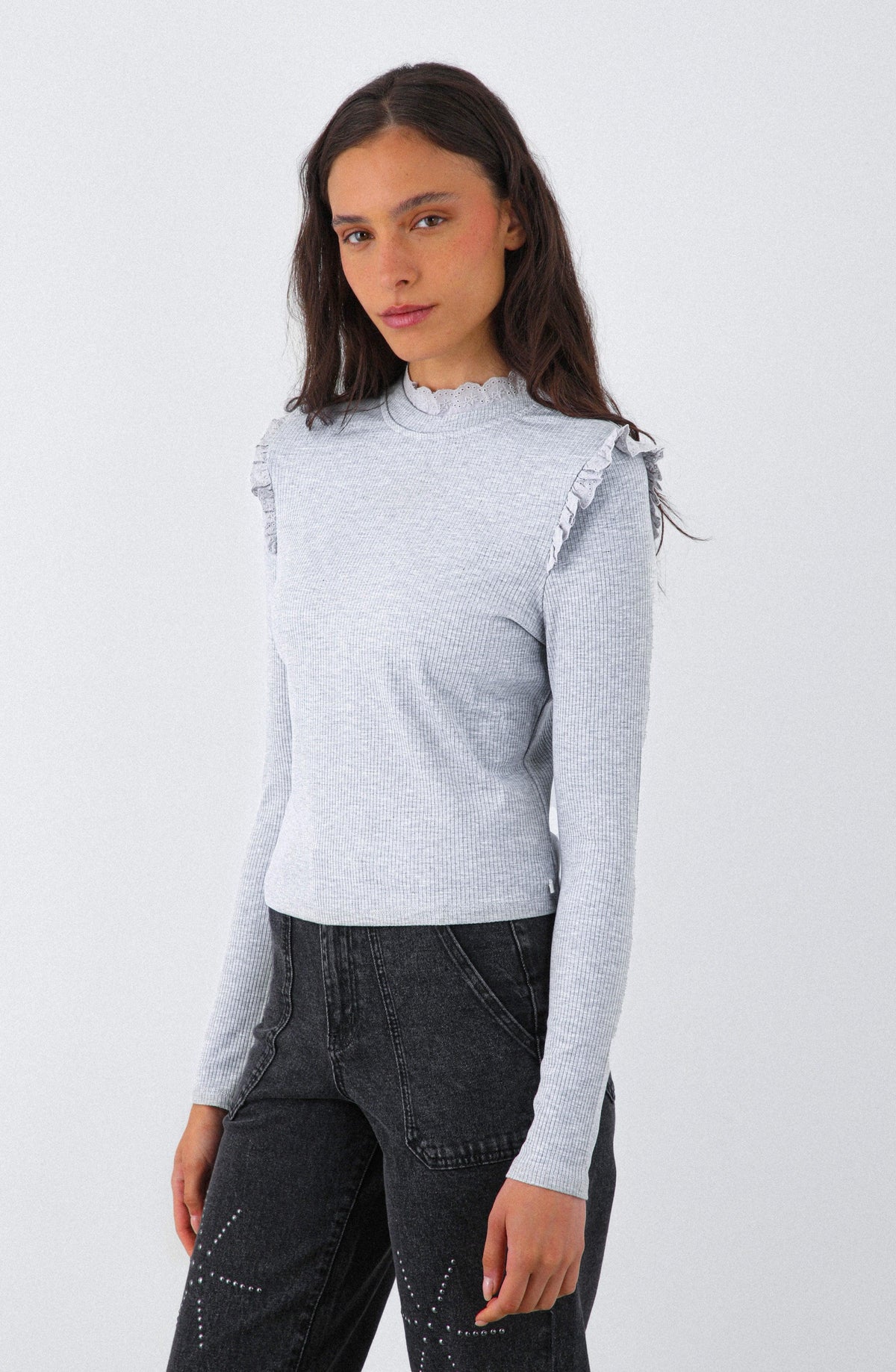 Playera Manga Larga Vuelos Gray
