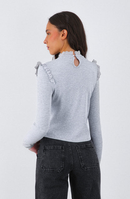 Playera Manga Larga Vuelos Gray