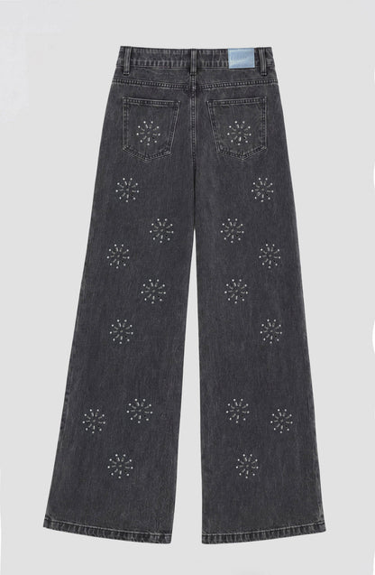 Pantalón Flores Brillos Grey