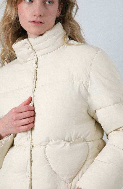 Puffa Bolsillos Corazón Ecru