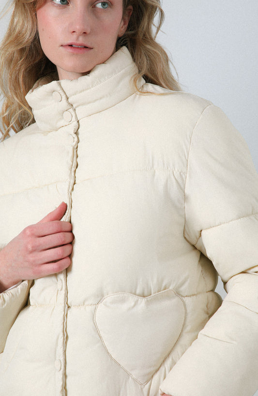Puffa Bolsillos Corazón Ecru