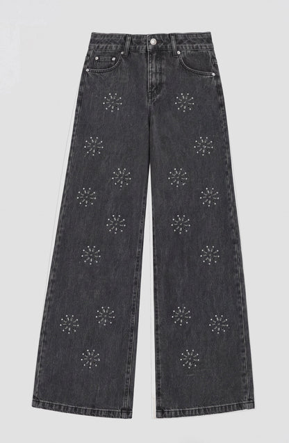 Pantalón Flores Brillos Grey