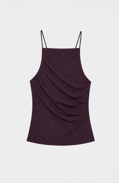 Top Drapeado Sin Espalda Burgundy