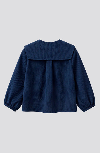 Blusa Cuello Bobo Vichy Blue
