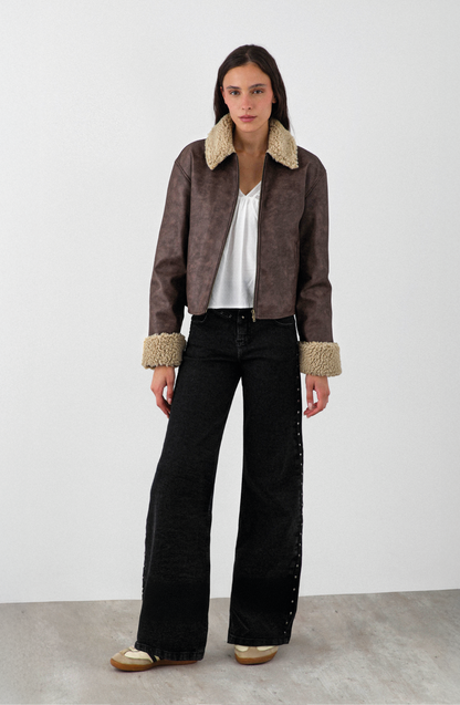 Chaqueta Pu Cuello Chiporro Brown