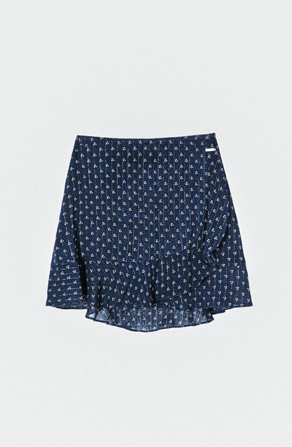 Falda Estampada Vuelos Lurex Blue