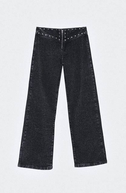 Pantalón Tachas Zipper Black