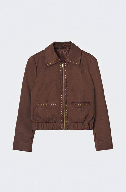 Chaqueta Bomber Tachas Brown