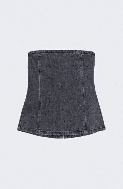 Top Strapless Strass Black