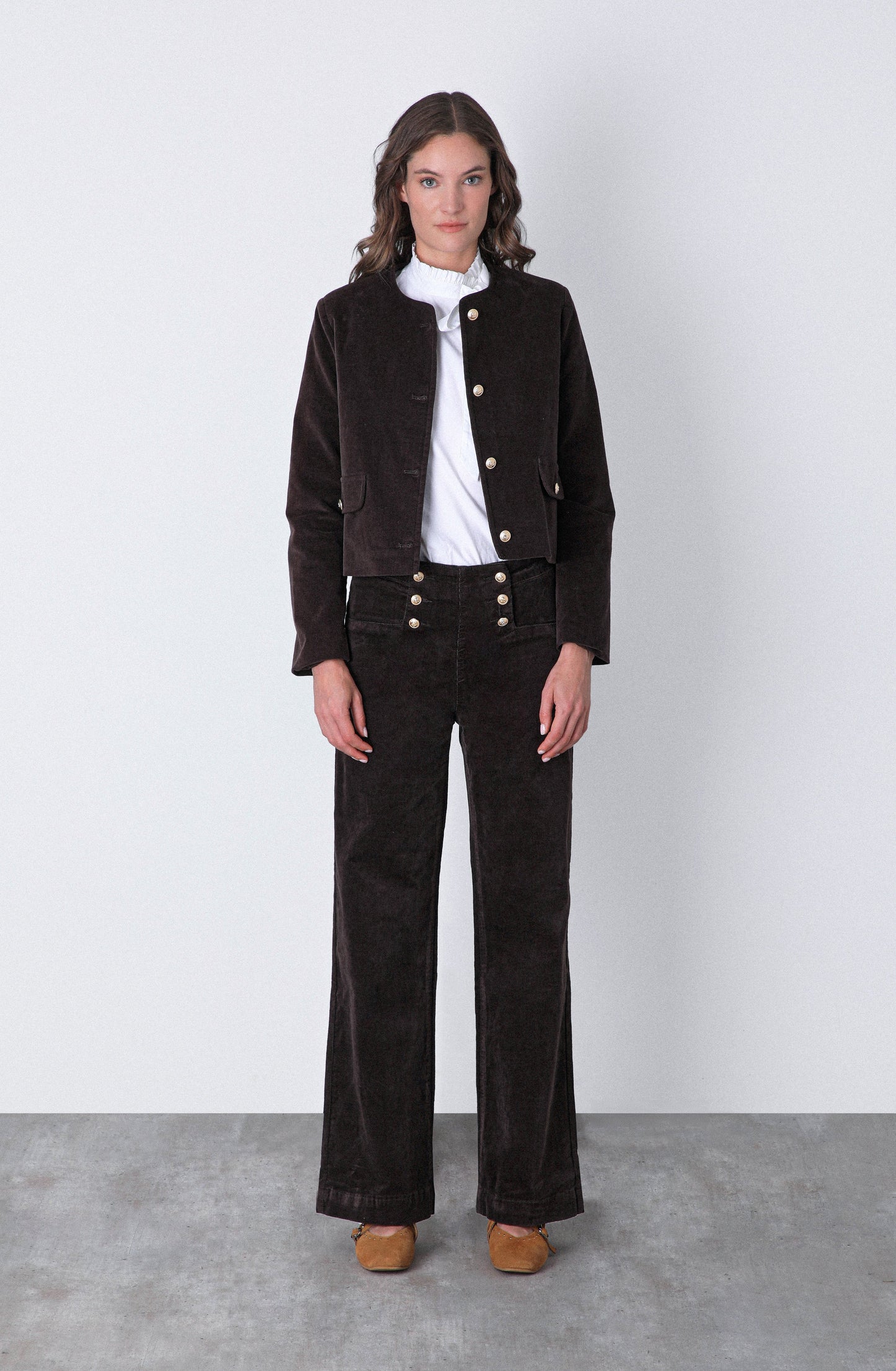 Chaqueta Botones Cotelé Brown