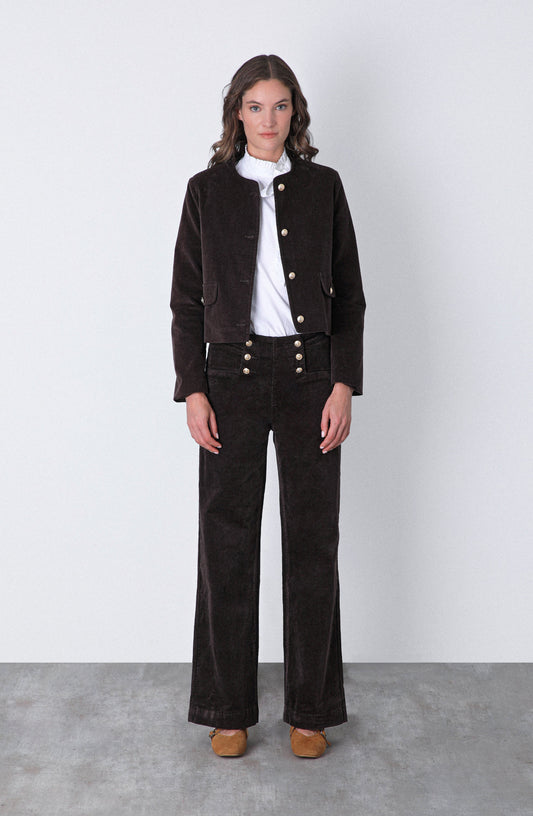 Chaqueta Botones Cotelé Brown