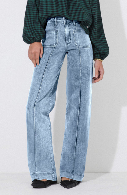 Pants Wide Leg Pocket Blue