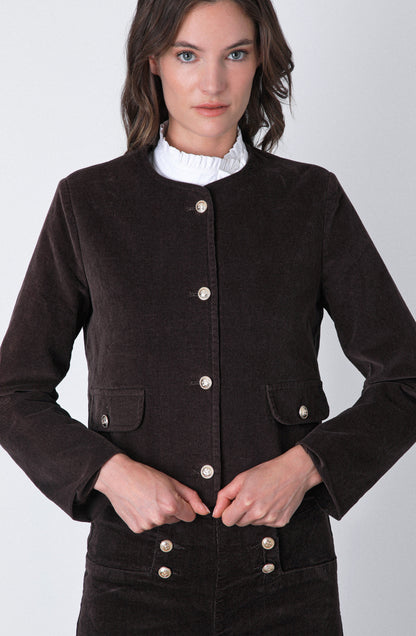 Chaqueta Botones Cotelé Brown