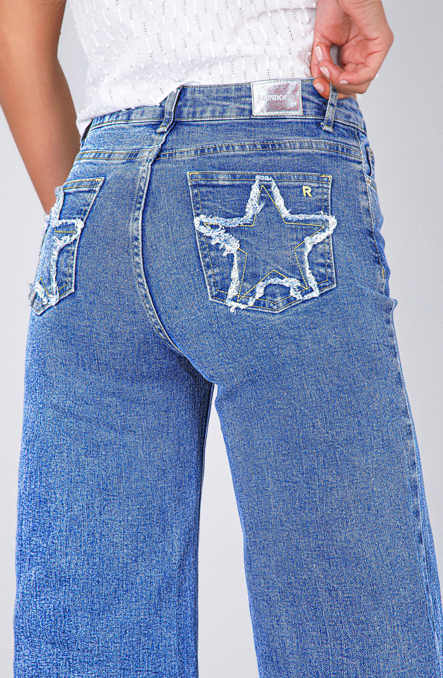 Pantalón Estrella Desflecado Blue