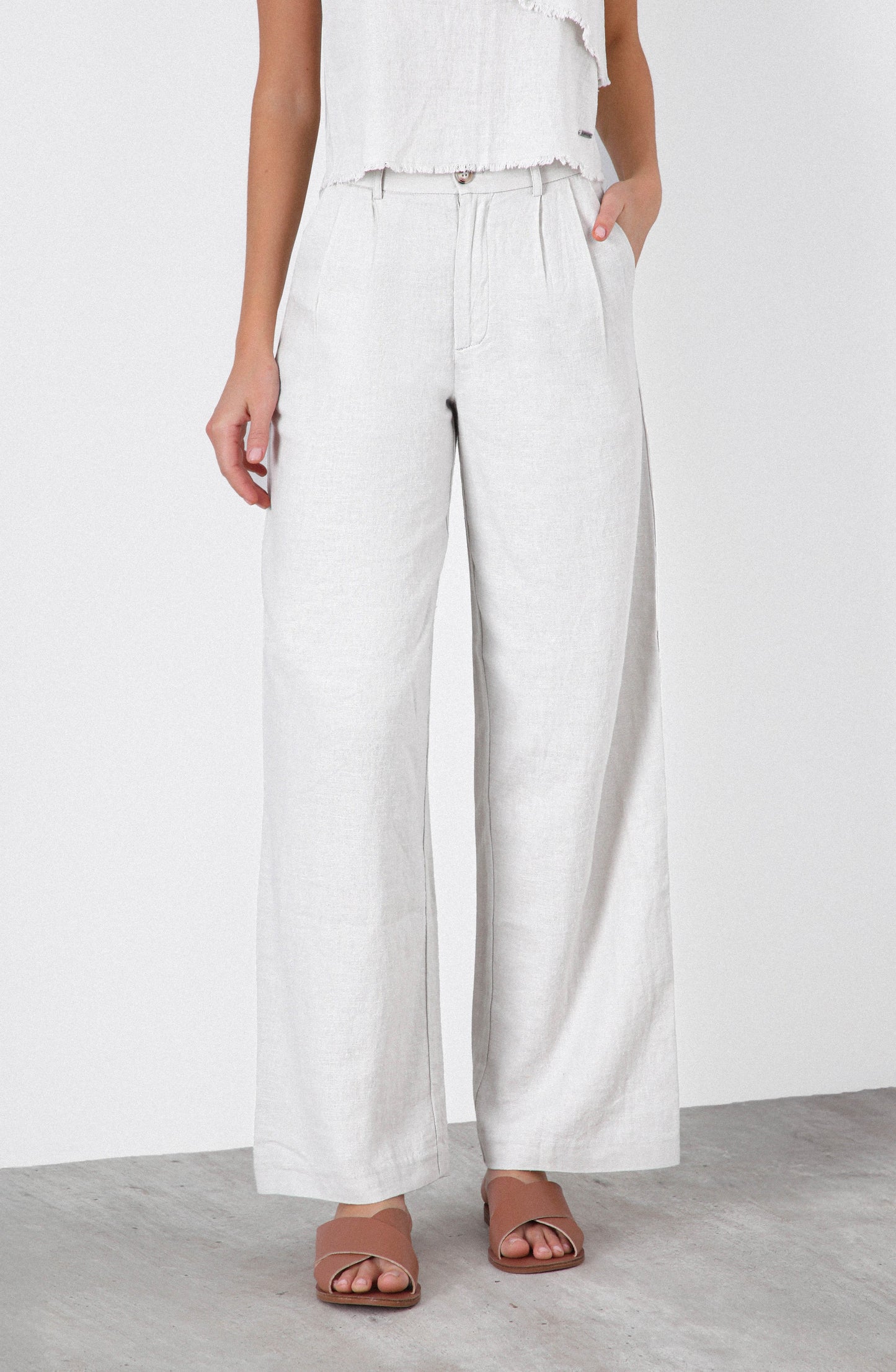 Pantalón Lino Liso White