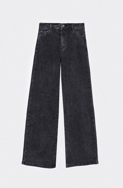 Pantalón Wide Leg Strass Black