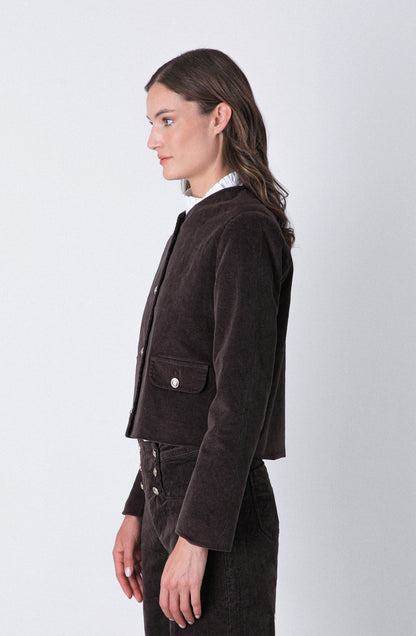 Chaqueta Botones Cotelé Brown