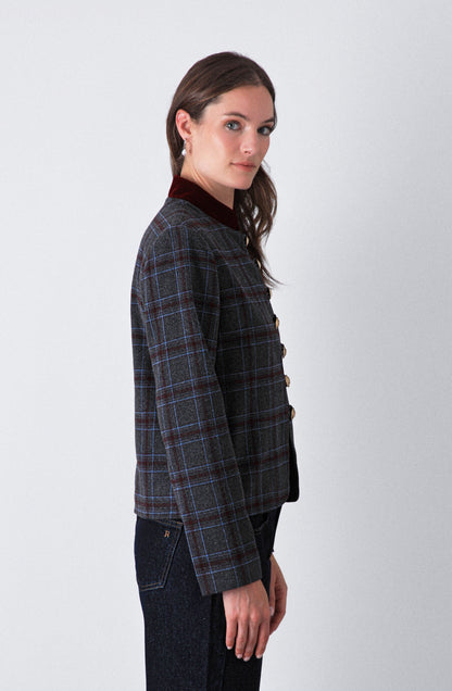 Chaqueta Estampada Botones Grey
