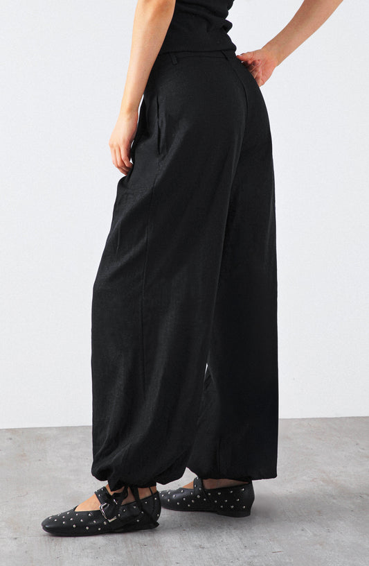 Pantalón Balloon Lino Black