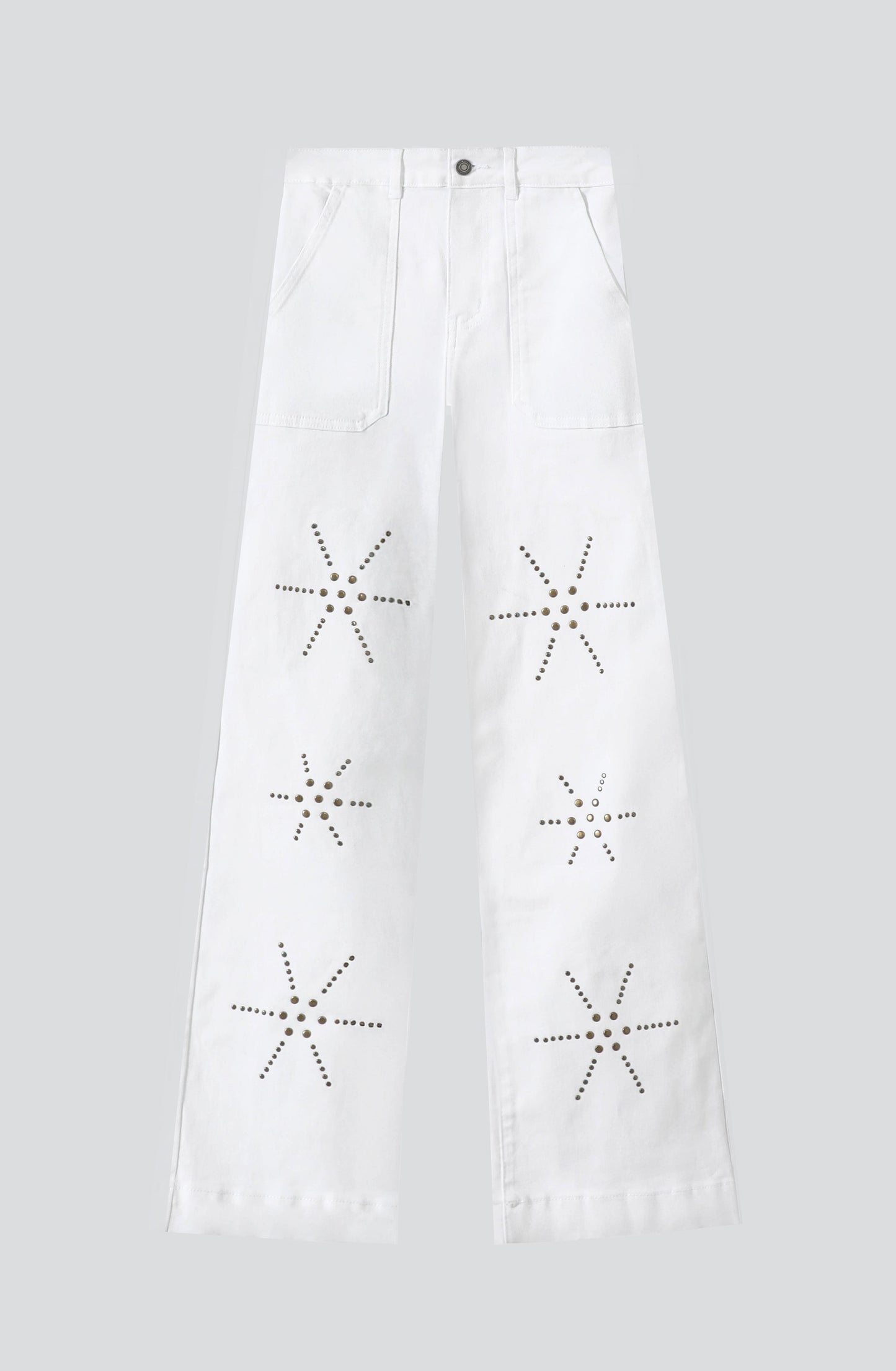 Pantalón Flores Tachas White