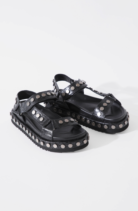 Sandalia Leather Tachas Black