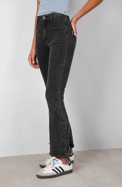 Pants Flare Cintas Black