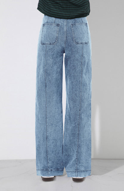 Pants Wide Leg Pocket Blue