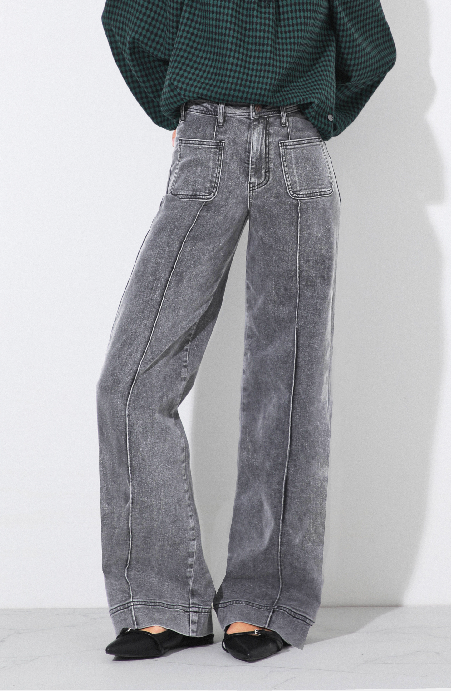 Pants Wide Leg Pocket Gray