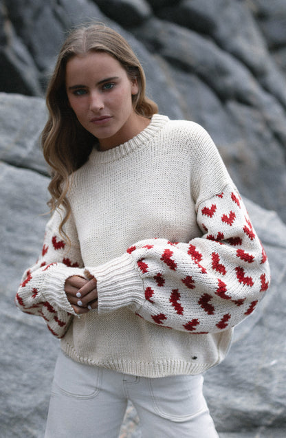 Sweater Corazones Ecru