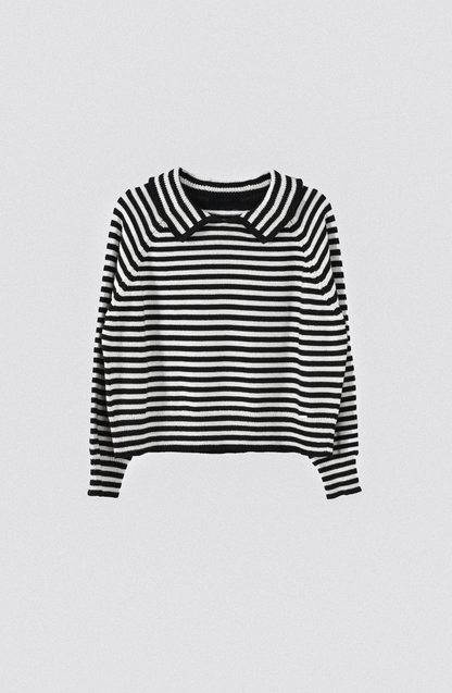 Sweater Polo Rayas Black